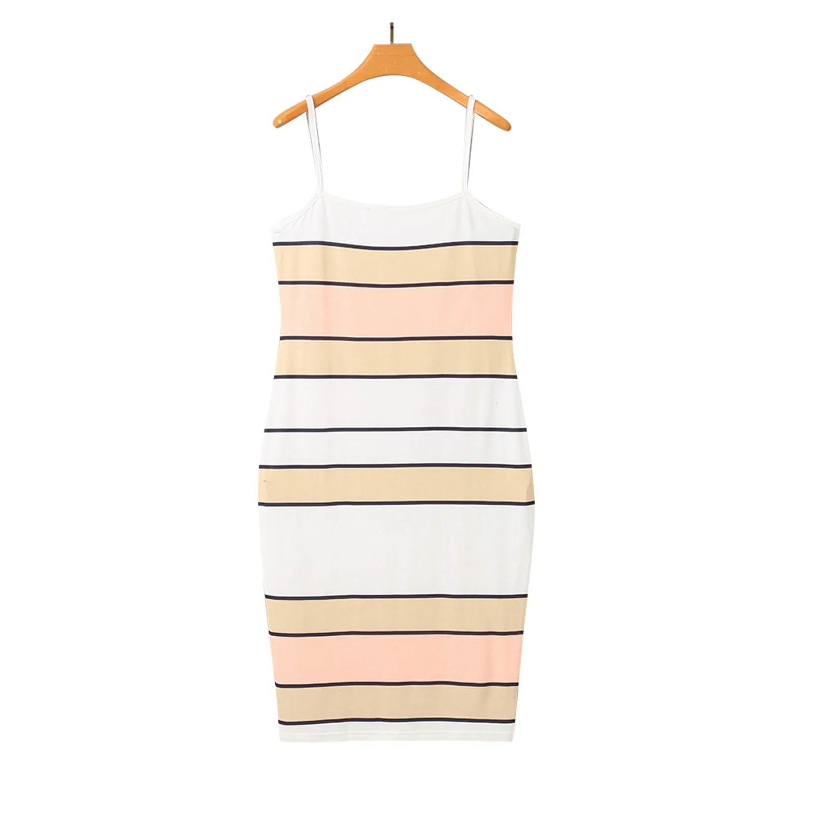 

Elegant Dress 2021 Women's Casual Summer Sexy Halter Clashing Striped Silm Evening Party Dresses Long Dress Vestido Playero