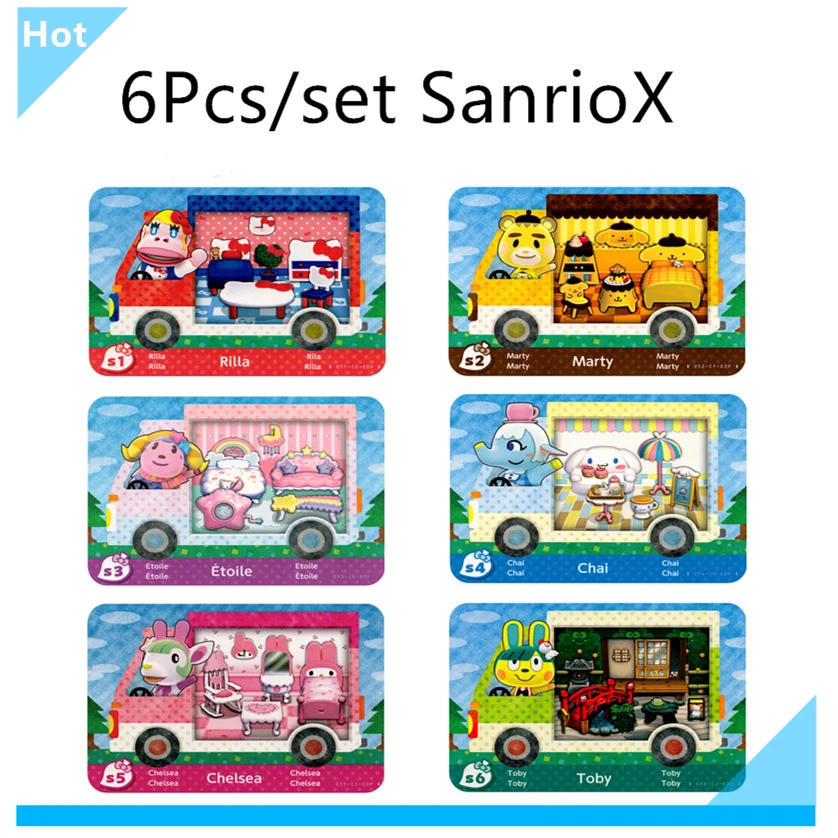 

Sanrxo X S1~S6 Animal Croxxing Card Full 6Pcs/set Of Amxxbo Sanrioed NFC Ntag215 Tag For NS Switch