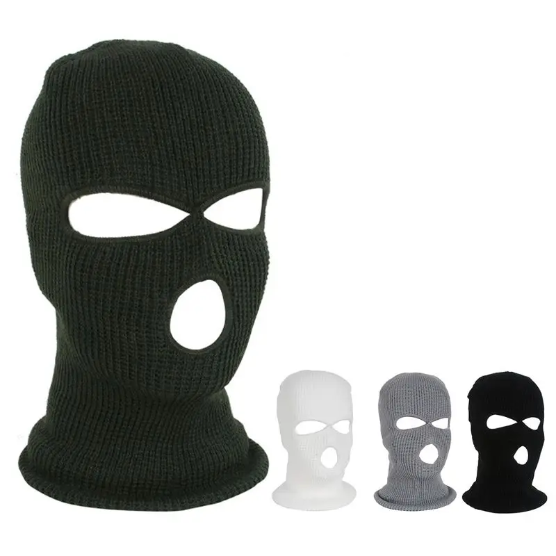 Женская мужская зимняя теплая неоновая однотонная Балаклава с 3 отверстиями для