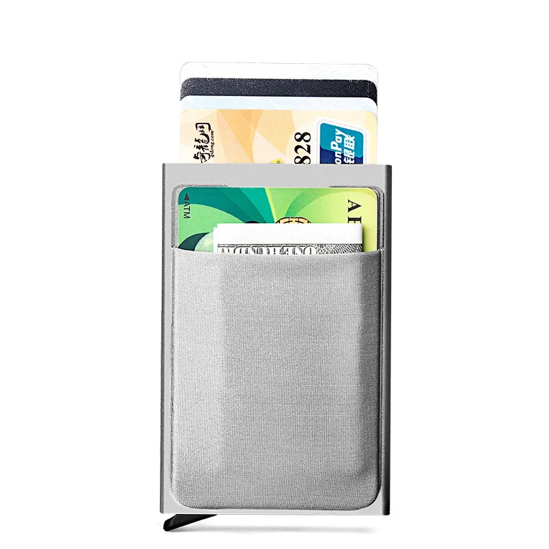

RFID Smart Wallet Credit Card Holder Metal Thin Slim Men Wallets Pass secret pop up Minimalist Wallet small Cardholder Purse