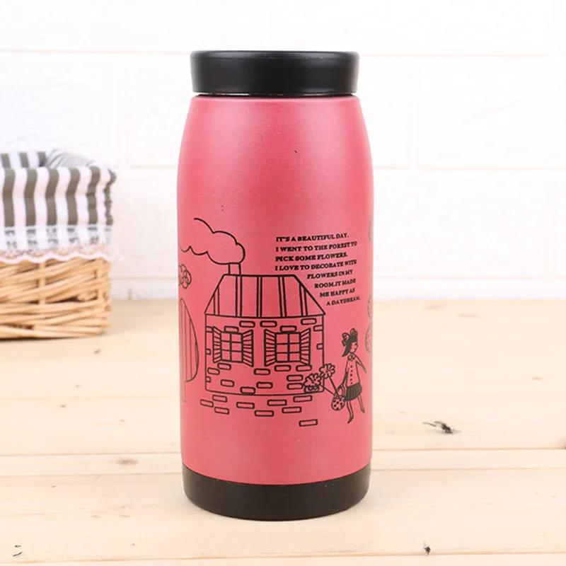 Korean Style Stainless Steel Thermos Cup Creative Matte illustration Big Belly Cartoon Drinkware | Дом и сад