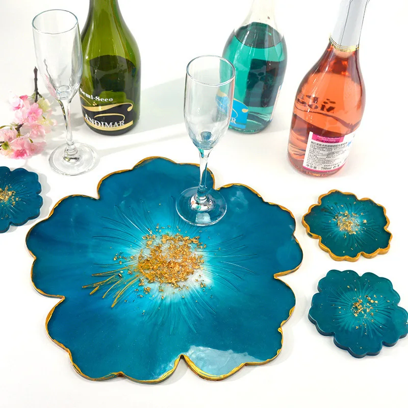 

Coasters Silicone Molds Wine Glass Coasters Moulds Epoxy Resin Crystal Mould Fruit Plate Coaster Household Desktop Decoration