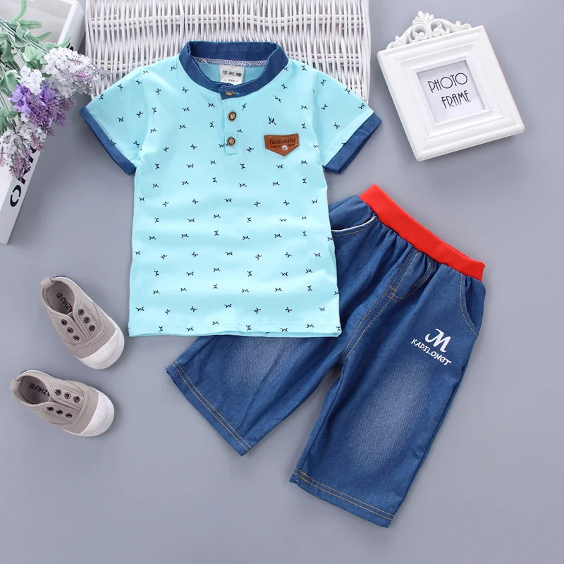 Fashion Children Clothes Suit Summer Baby Clothing Boys Cotton Shirt Shorts 2Pcs/sets Toddler Gentleman Costume Kids Tracksuits | Детская