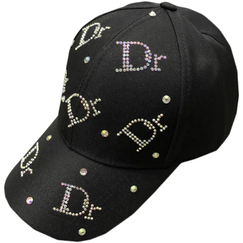 

New Ladies Hat Korean Version of Spring and Autumn Rhinestone Letters Baseball Caps Casual Wild Fashion Summer Sunscreen Cap