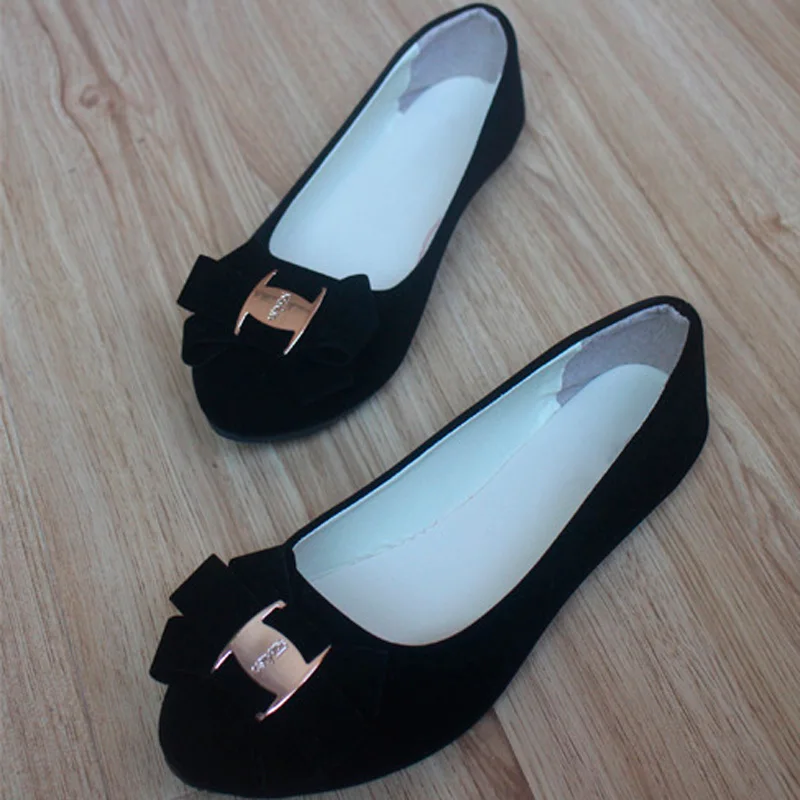 2021 С симпатичным бантом женская обувь на плоской подошве с закрытым носком