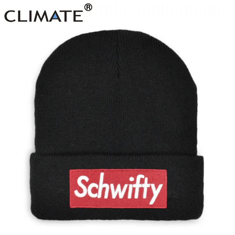 SCHWIFTY/шапка с логотипом Rick marty, теплые зимние шапки Skullies для мужчин и женщин, теплые вязаные черные шапки для мужчин и женщин - Цвет: Black
