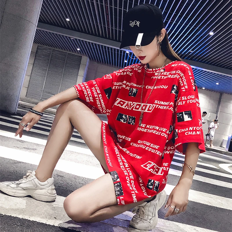 Новая летняя женская мода 2020 футболка размера плюс с коротким рукавом длинные