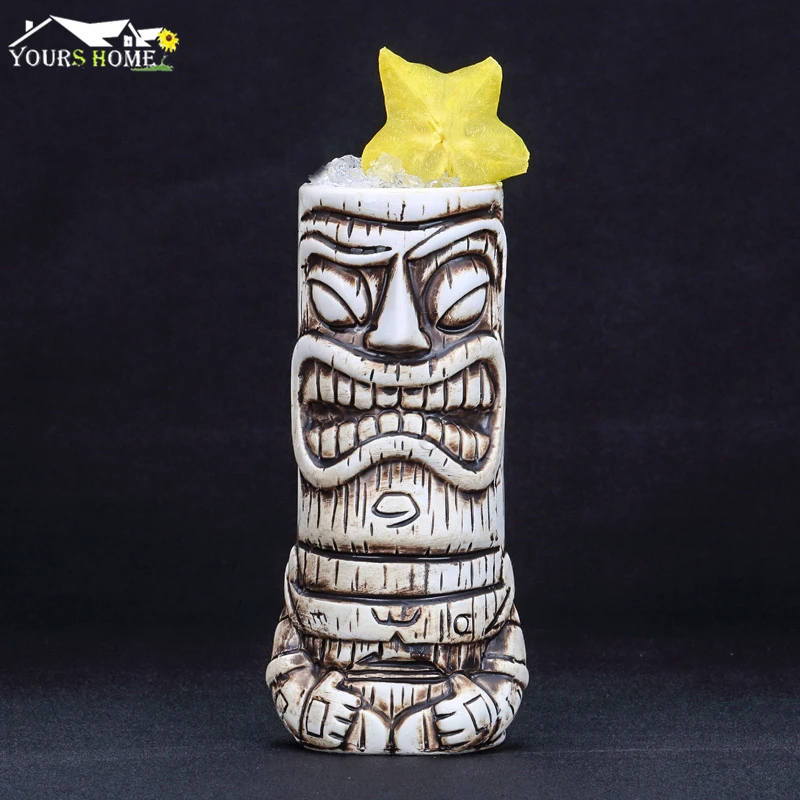 

600ml Ceramic Tiki Mug Creative Porcelain Beer Wine Mug Cup Bar Tool