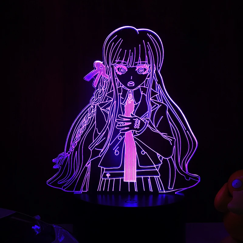 

3D аниме светодиодный светильник Danganronpa Kirigiri Киоко Иллюзия светодиодный Цвет изменение Звездная ночь Lampara для Спальня украшения своими рука...