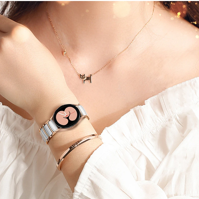 20mm Ceramics Strap For Samsung Galaxy Watch 4 5 Pro Classic 42mm 46mm 44mm 40mm Stainless Steel Bracelet For Galaxy Watch 3 45