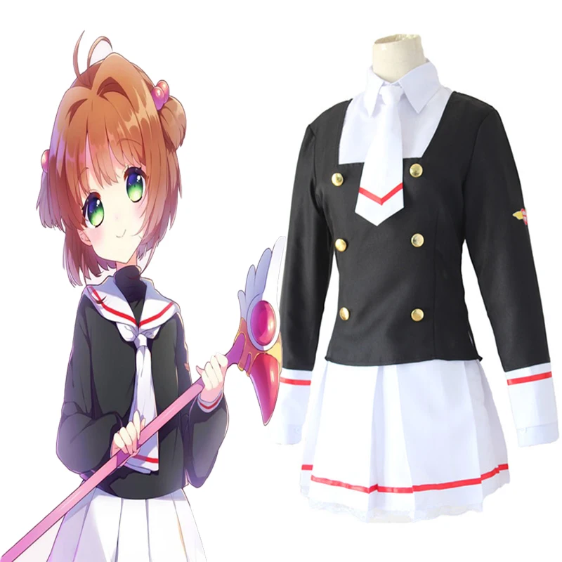 Аниме Cardcaptor Sakura костюмы для косплея Kinomoto костюм школьная форма Хэллоуин девочек