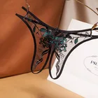 Новые кружевные женские трусики, сексуальные французские трусики с вышивкой, сетчатые трусики-стринги, с низкой посадкой прозрачный, стринги