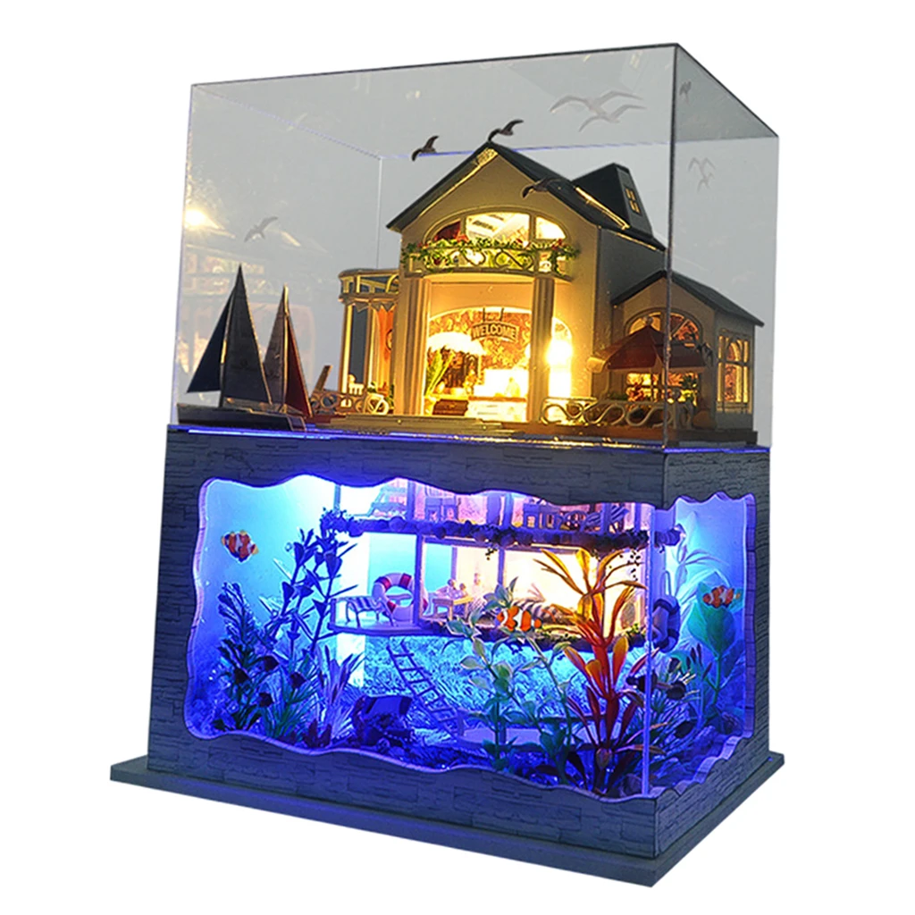 

Creative 3D Miniature Doll House Furniture Mini Wooden Seaside Villa Gift