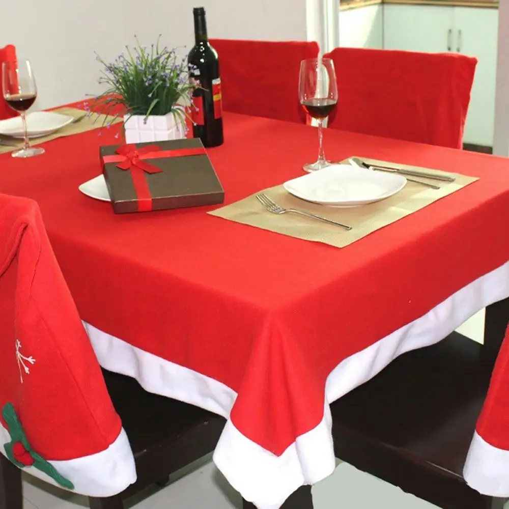 

132cmx208cm Christmas Red Rectangle Table Cloth Desk Protective Decoration Cover