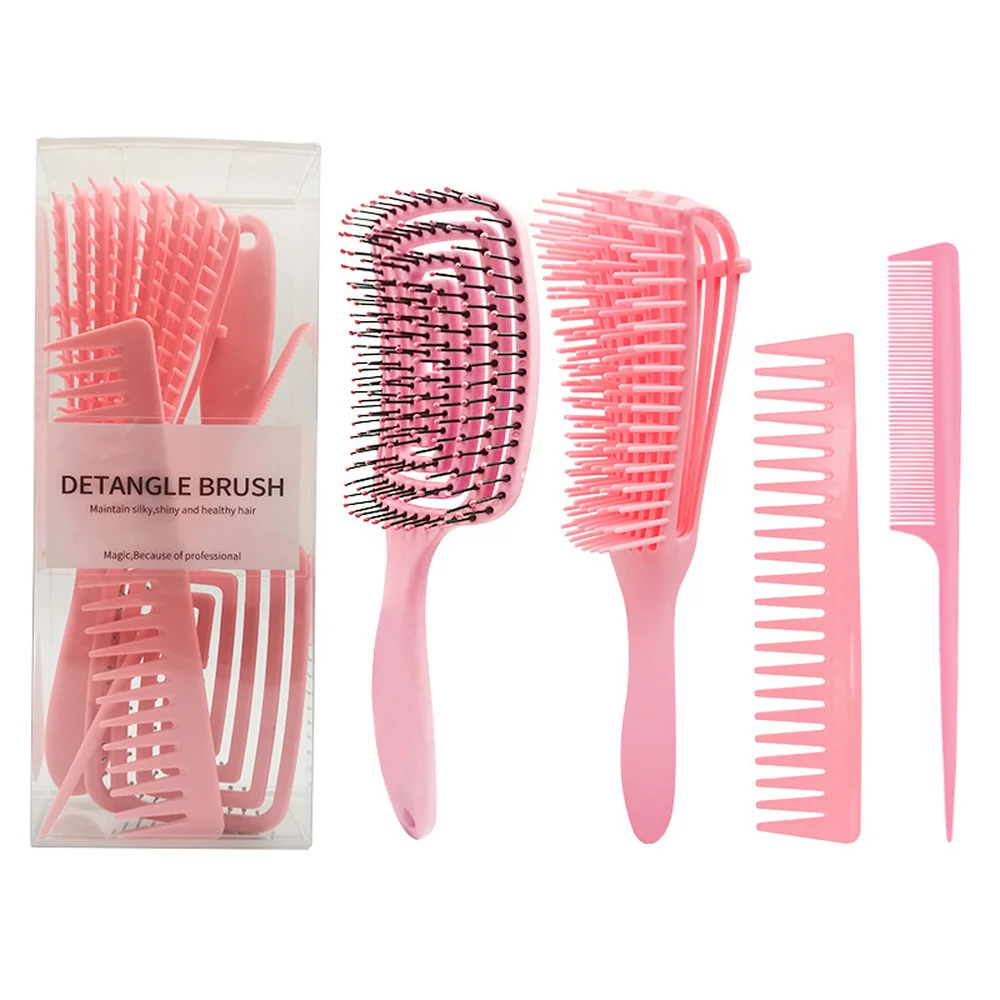 

1Set Detangling Anti-Static Hair Brush Set Hair Comb Detangler Hair Brush for Curly Hair Styling Tools Hair Barber Accessories