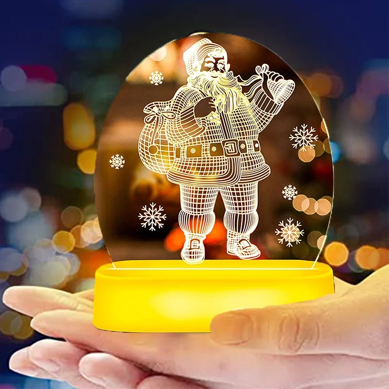 

3D Lamp Acrylic Christmas Party Decoration LED Night Lights Desk Accessories for Home Accessories New Year Decorations for Home