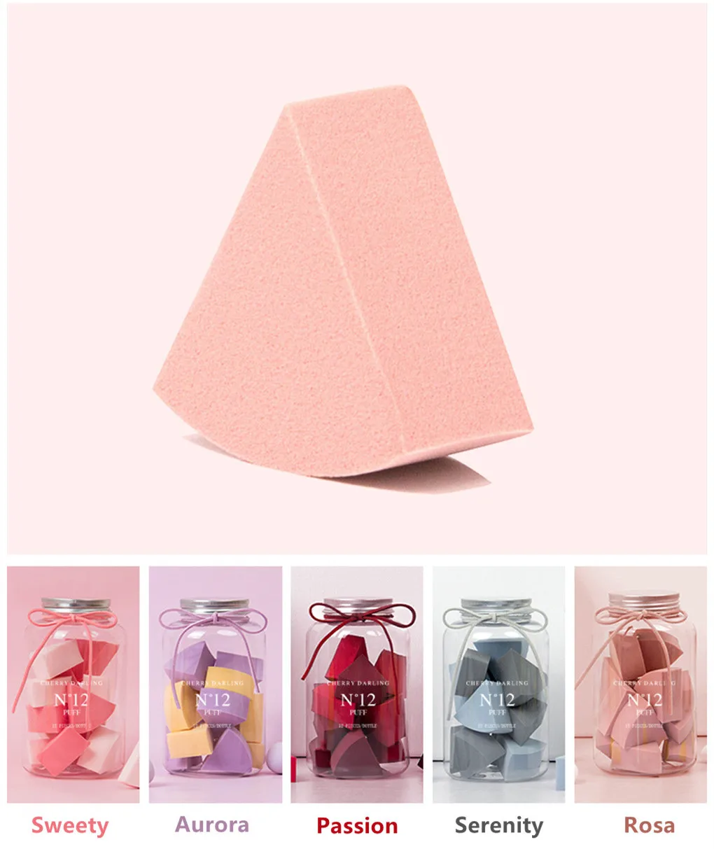 

[Beauty Tool] Face Fan Powder Puff Blender - Super-Soft Facial Puff Makeup Sponge Blenders - ROSA 12pcs/6pcs