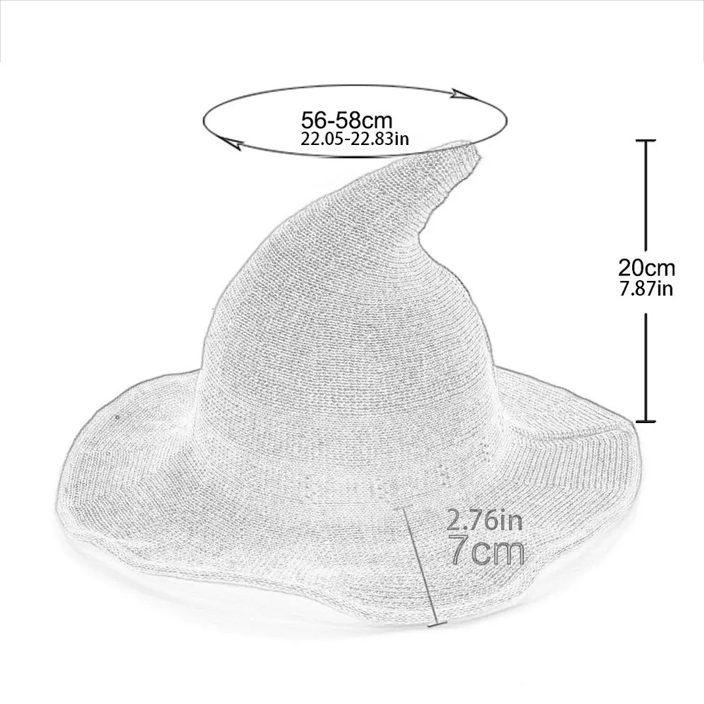 

Halloween Personality Witch Hat Diversify Sheep Wool Cap Knitting Fishing Hat Fashion Women Witches Pointed Bucket
