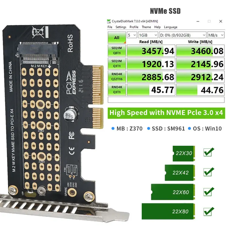 плата расширения ngff m 2 nvme ssd на pci express pcie 30 x4