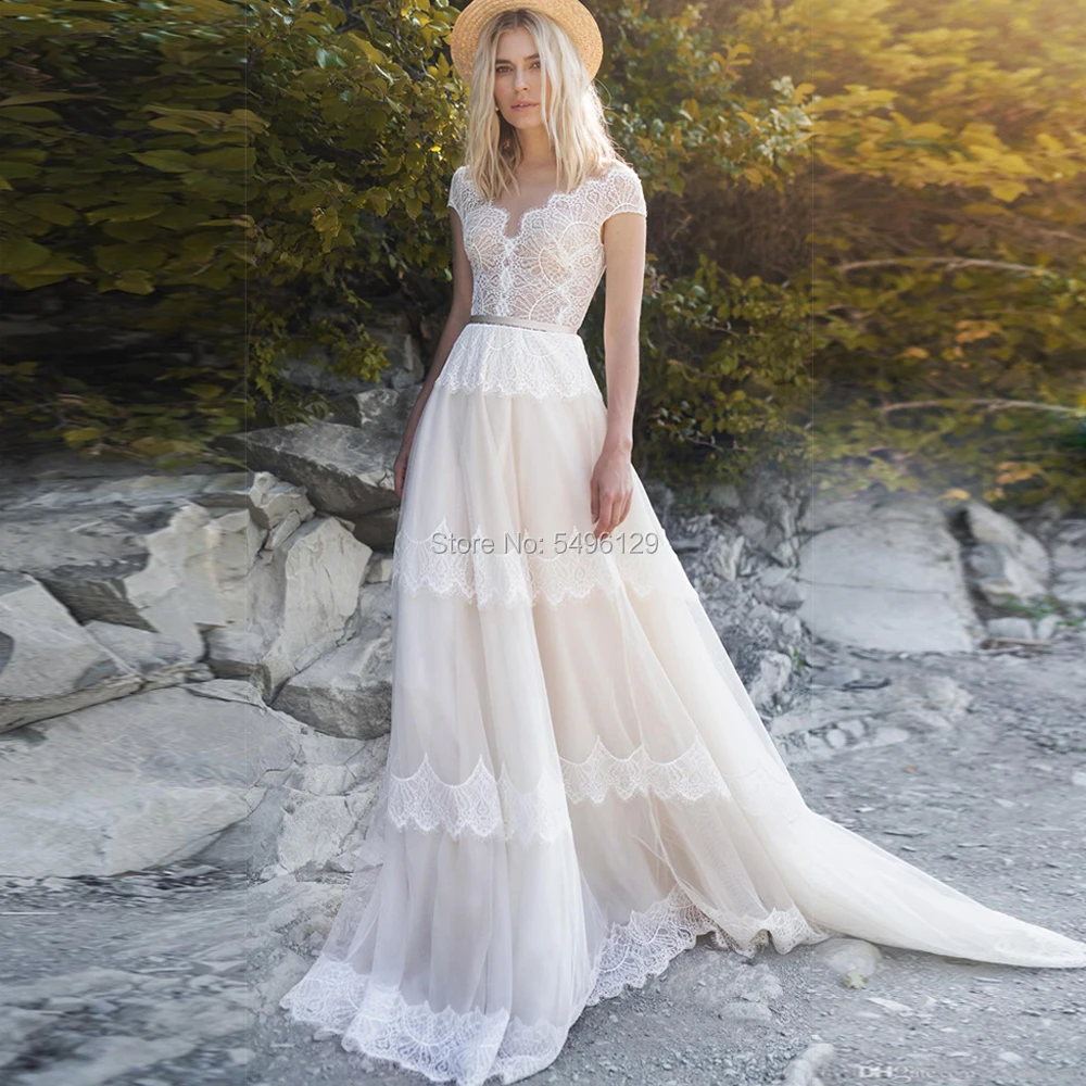 2021 элегантные мягкие кружевное платье в стиле бохо свадебное с глубоким