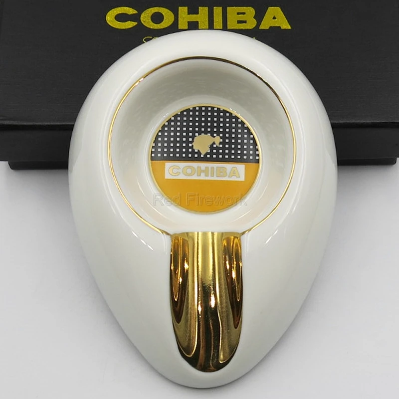 COHIBA керамическая круглая для сигарет Пепельница карман 1 держатель для путешествий пепельницы для сигар портативные Smkoing аксессуары с подарочной коробкой