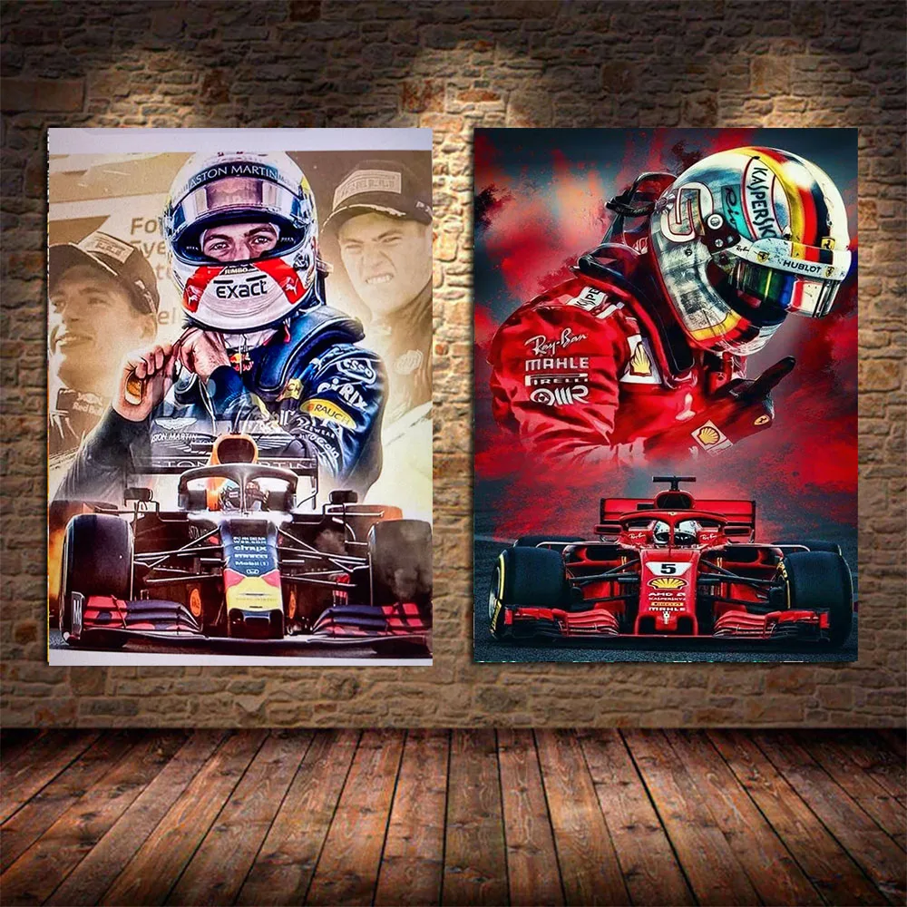 

Competition player Lewis Hamilton F1 Poster Racing Driver Valtteri Bottas Canvas Painting Wall Art Picture Living Room Decor