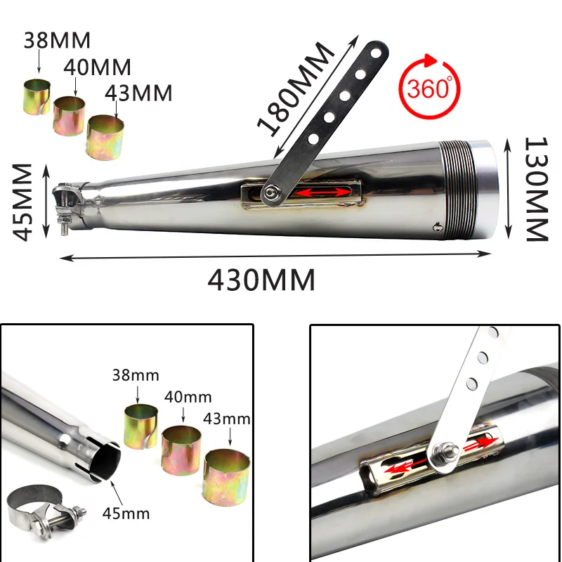 

Motorcycle Exhaust System General Muffler For Cbr125 Pcx125 Cbr650r Tmax 500 Cb1000r Retro Electroplating Vertical Press Fitting