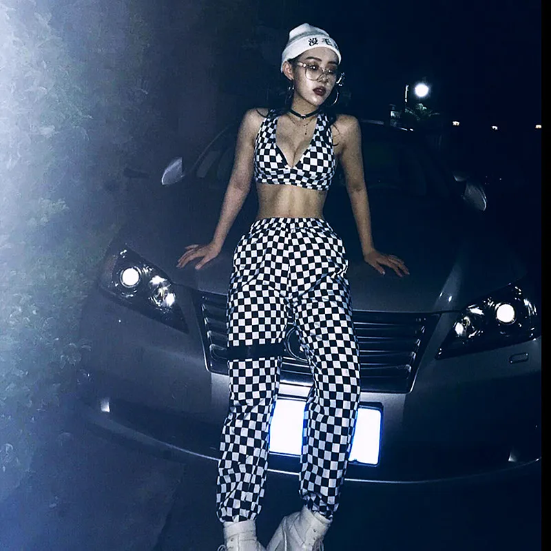 Новый костюм DJ певицы джазовых танцев черно белый хип хоп/костюм для на шесте