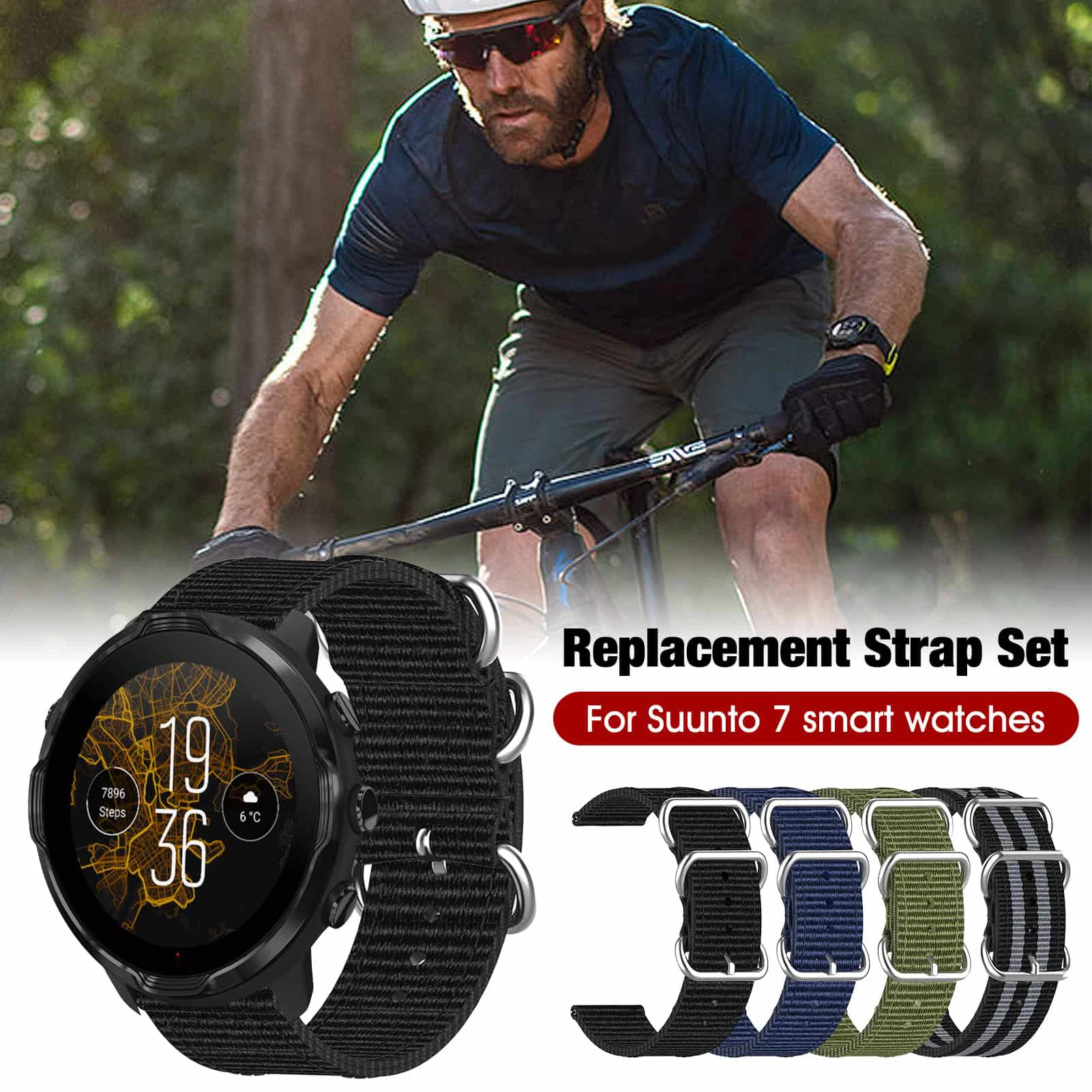

2021 New Nylon Canvas Replacement Watch Band For Suunto 7 Smart Watch Soft Sweatproof Wrist Strap Bracelet Suunto 7 Accessories