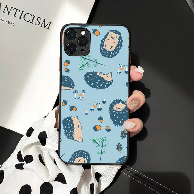 

Animal cute cartoon hedgehog Phone Case Matte Transparent for iPhone 7 8 11 12 s mini pro X XS XR MAX Plus cover funda