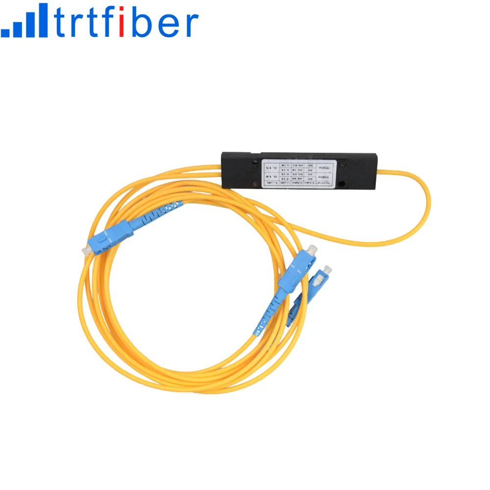1X2 PLC ABS 1260/1650nm Ftth Fiber Optic Splitter Single Mode SC APC UPC GPON EPON 2.0mm Connector