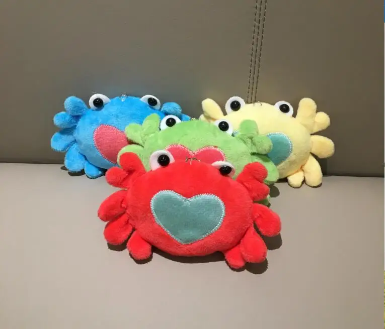 1piece random color Милые 4 цвета, прибл. 12 см. Океан Животное Краб плюшевые мягкие игрушки, брелок для ключей, Подарочный Брелок-плюшевая игрушка и кукла-подвеска - Цвет: 1piece random color
