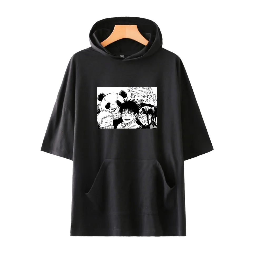 

Anime Jujutsu Kaisen Hooded T Shirt Boys and Girls Cartoon Print Harajuku Short Sleeve Funny Tshirt Streetwear Hip Hop Clothing