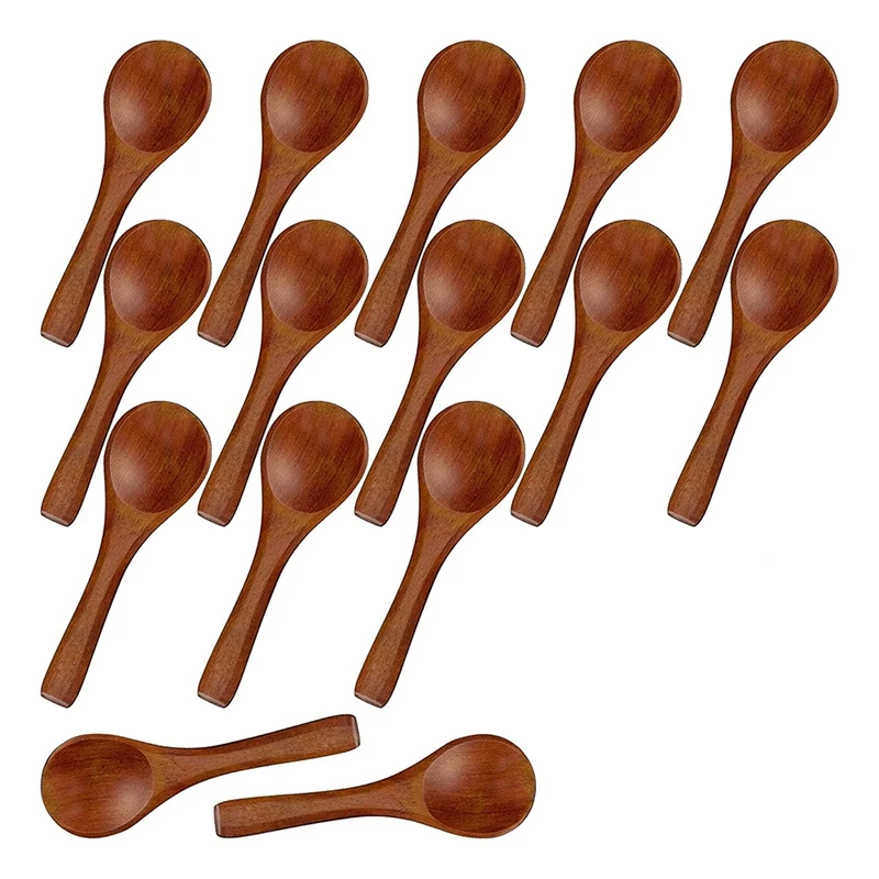 

15 Pieces Small Wooden Spoons Short Handle Coffee Spoons Kitchen Cooking Serving Spoons For Ice Cream,Sugar,Honey,Etc