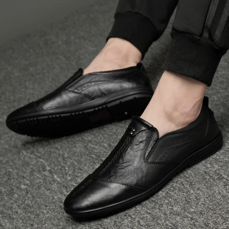Italian Fashion Men's Casual Handmade genuine Leather Shoes slip on Business Dress Suit Men Shoe Zapatos Mujer Best Gifts a4 | Обувь