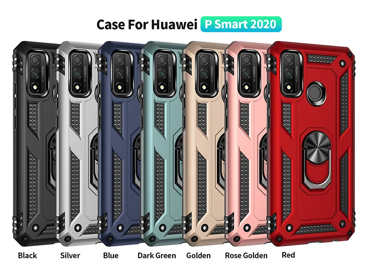 

Armor Shockproof Phone Case For Huawei Honor 10 Lite 8S 8A 20 9X Play 4T P Smart Z Pro Anti-Fall Finger Ring Holder Magnet Case