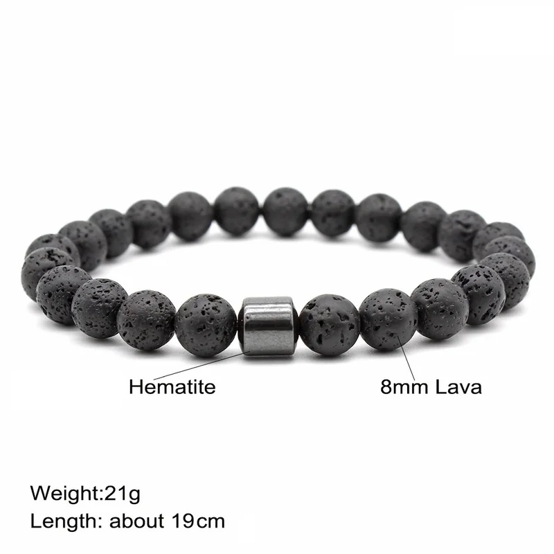 Гематит 8 мм черный Лава камень DIY ароматерапия эфирное масло диффузор браслет