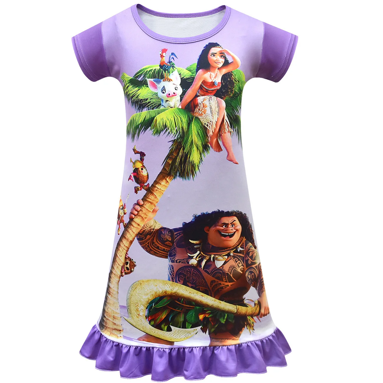 Летние Детские платья для девочек платье Vaiana Maui одежда с мультяшным принтом
