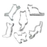 6pcsset cute cat shape stainless steel cookie cutter fondant biscuits tools sugar craft bakery bakeware