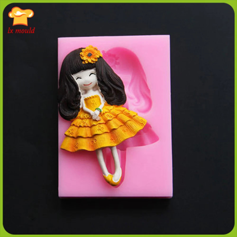 Fondant (сахарная) силиконовые формы для торта DIY темп девочка кукла Форма пресс форм