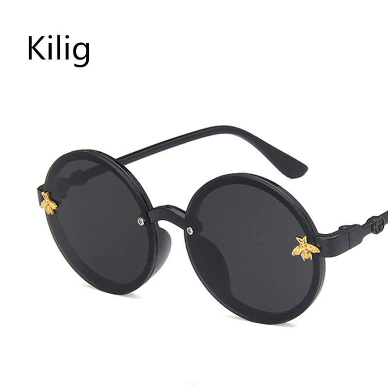 Модные детские солнцезащитные очки kфрейма круглые в стиле ретро для детей
