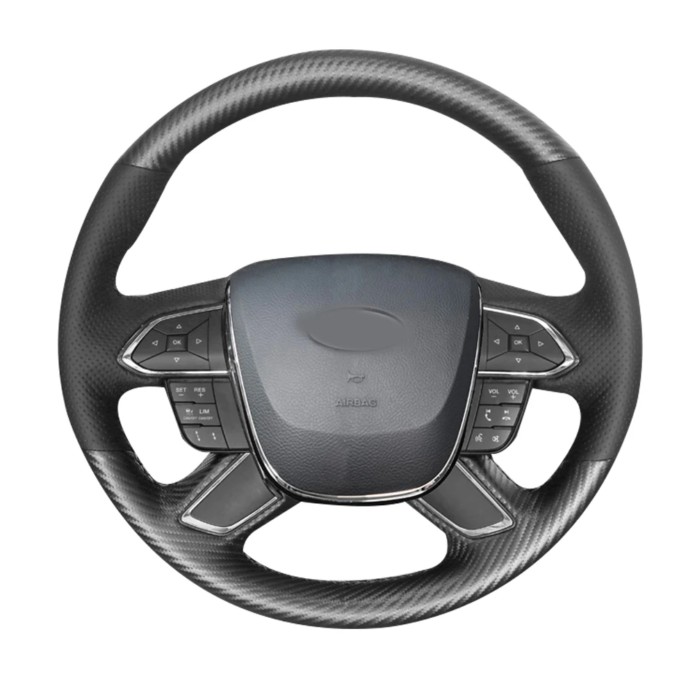 Чехол 5D из углеродного волокна и кожи с отверстиями для руля подходит Ford Taurus 2016