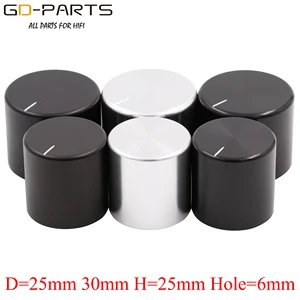 Ручка потенциометра из цельного алюминия, 25 х25 мм, 30 х25 мм, для Hi-Fi, аудио, сделай сам, усилитель, радио, динамик, ЦАП, проигрыватель, запись компакт-дисков, отверстие 6 мм