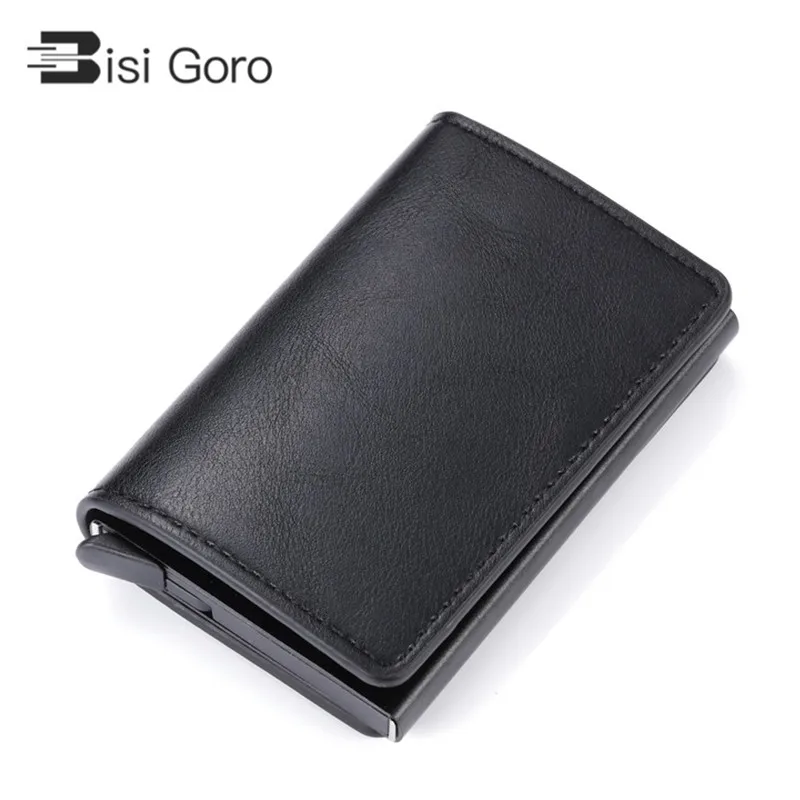 

Кошелек BISI GORO для мужчин и женщин, компактный складной клатч с RFID-защитой, чехол для кредитных карт в алюминиевой коробке