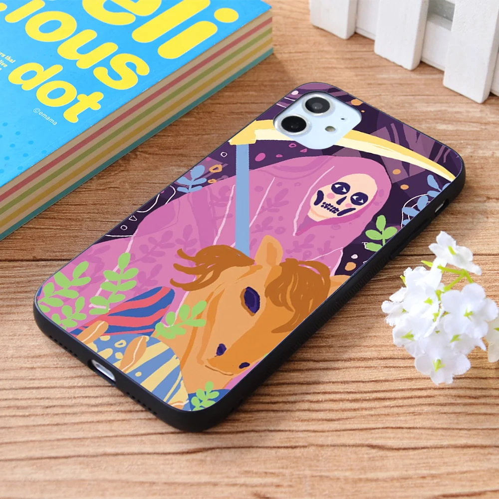

For iPhone Whimsical Tarot Death Soft TPU border Apple iPhone Case