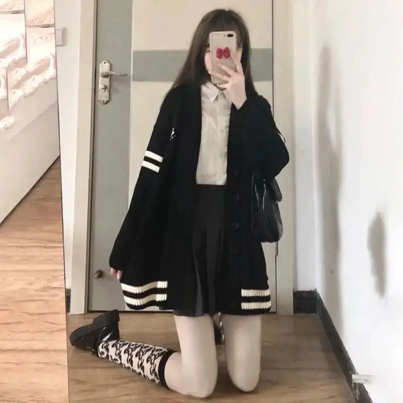 Женский винтажный кардиган с вышивкой пчела Повседневный Кардиган оверсайз