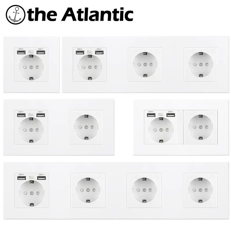 розетка с usb Белый Пластик рамка 16A Европейская настенная USB для дома