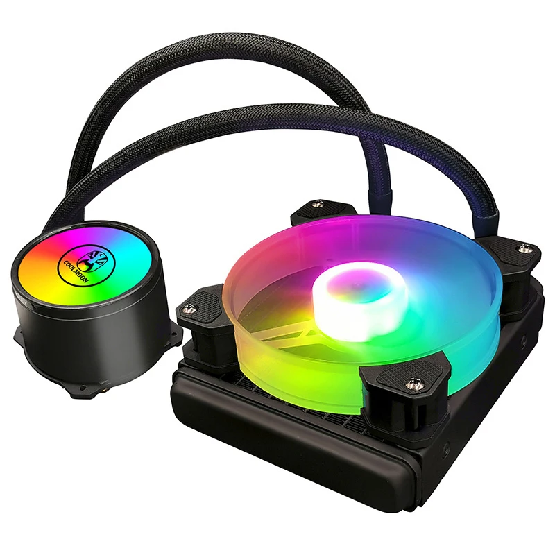 

COOLMOON 120mm RGB LED Fan 4 Pin PWM CPU Water Cooling Radiator Suitable for /AMD Multi-Platform CPU Radiator
