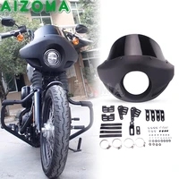 black 5 75 inch motorcycle front headlight fairing cowl short wind screen windshield 35 49mm fork for harley cafe racer dyna