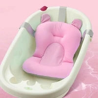 hot sale cartoon baby shower bath tub non slip foldable baby bathtub with hooks newborn infant bath support cushion soft pillow